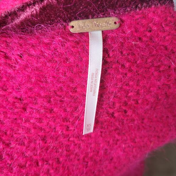 Free People Oversized Pink Cotton Alpaca Blend High Low Sweater Womens Size XS - Picture 2 of 5
